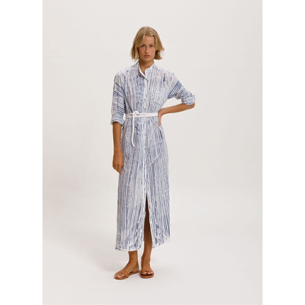 CALI by Cali Dreaming Shirt Maxi Dress Inked Hand Painted -size S NWT$198